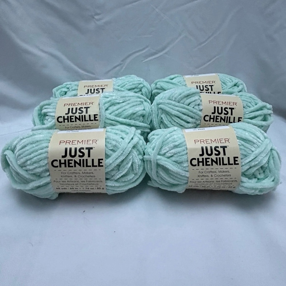 6 Skeins Premier Just Chenille Yarn Mint